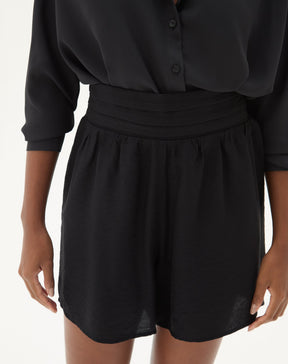 Shorts Cintura Alta Cós Lastex - Preto
