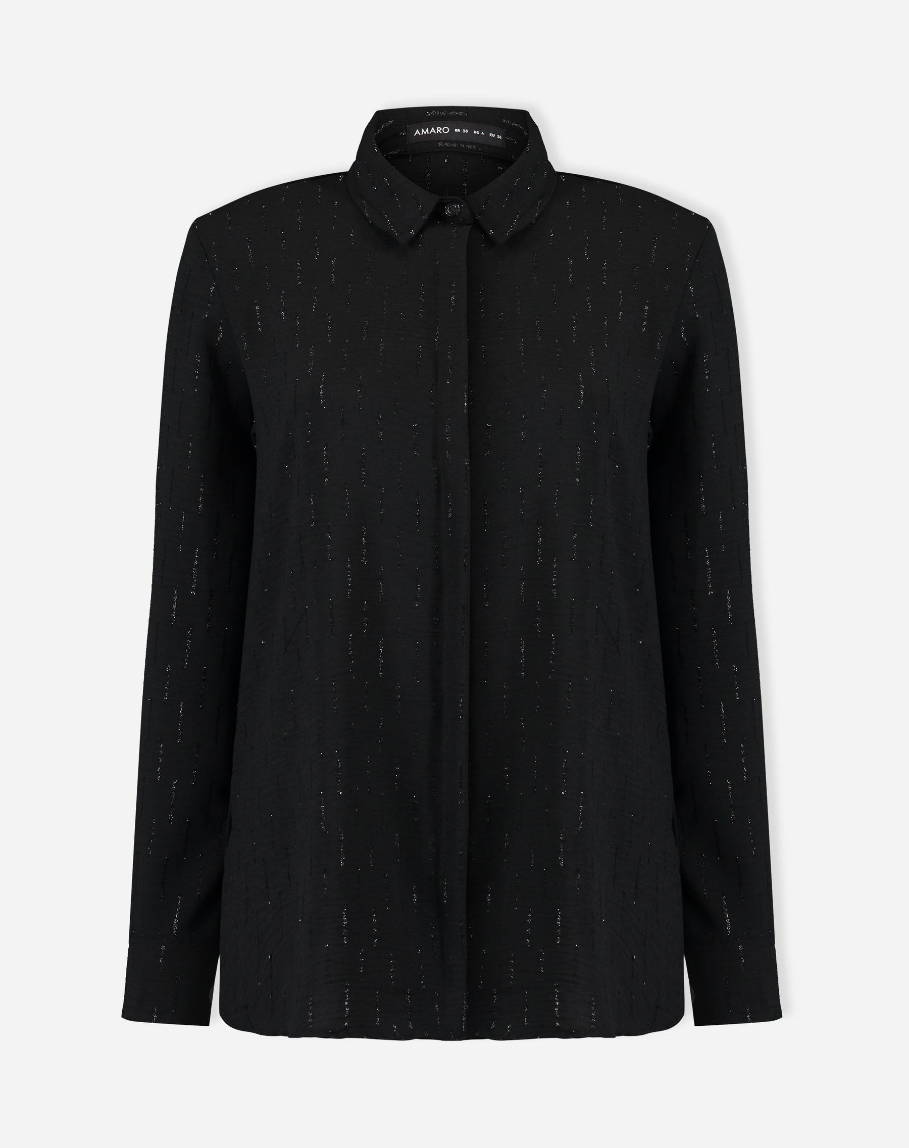 CAMISA MANGA LONGA BARRA ARREDONDADA - PRETO