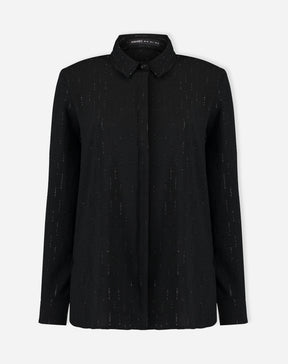CAMISA MANGA LONGA BARRA ARREDONDADA - PRETO