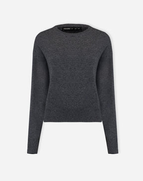 SUÉTER CASHMERE DELUXE GOLA CARECA - CINZA MESCLA ESCURO