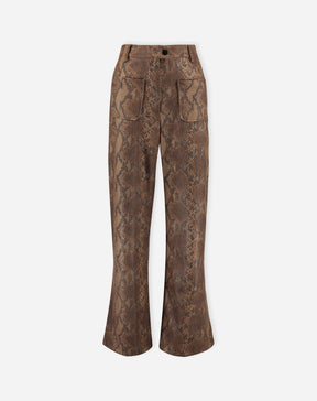 CALÇA RETA COBRA PU - CARAMELO