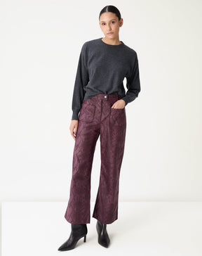 CALÇA RETA COBRA PU - VINHO