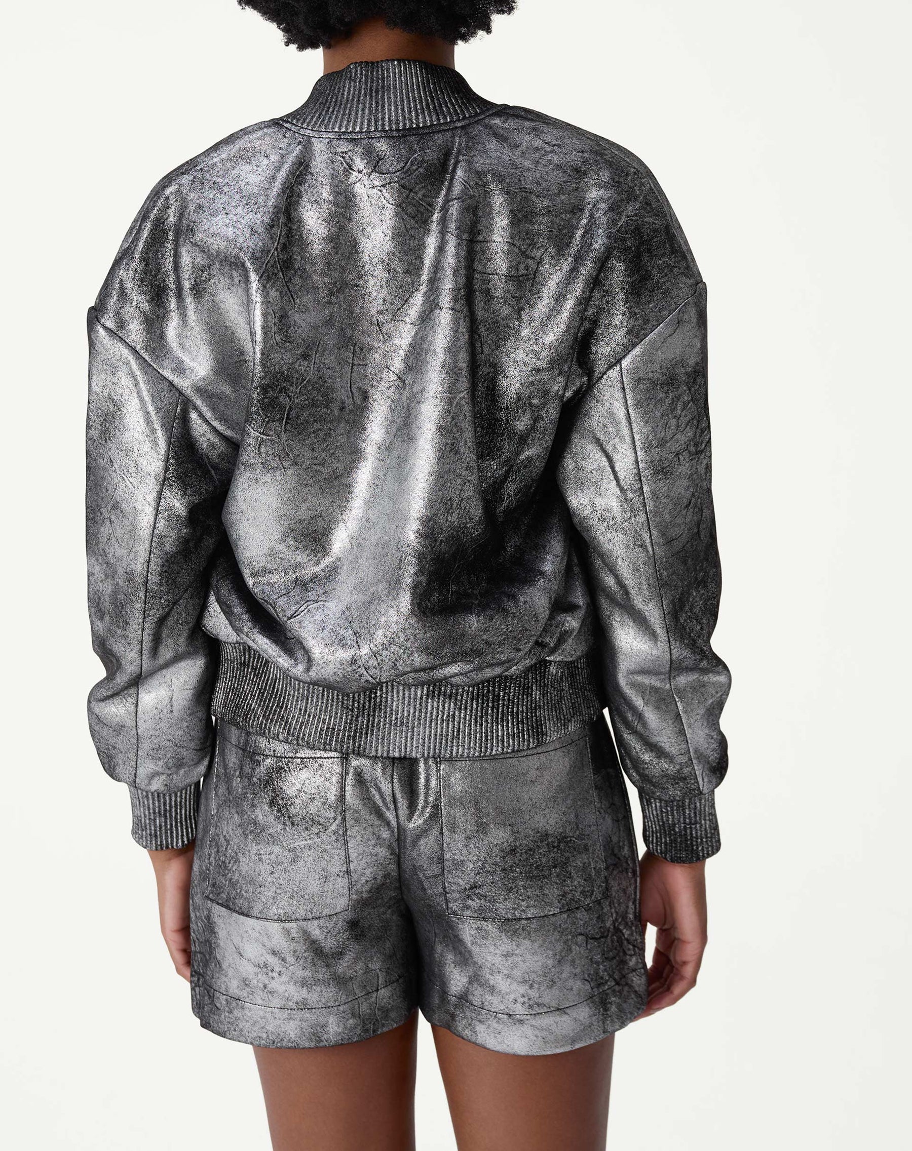 JAQUETA BOMBER METALIZADA - PRATA