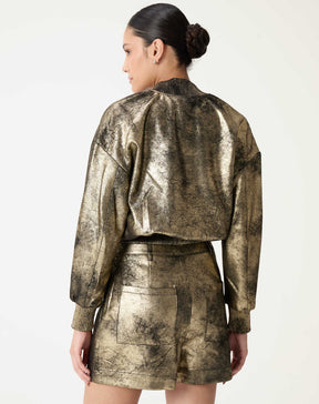 JAQUETA BOMBER METALIZADA - DOURADO