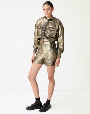 JAQUETA BOMBER METALIZADA - DOURADO