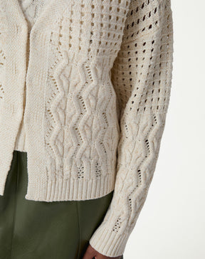 CARDIGAN TRICOT PONTO DIFERENCIADO - BEGE