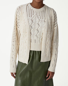 CARDIGAN TRICOT PONTO DIFERENCIADO - BEGE