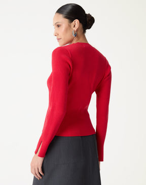 SUÉTER TRICOT GOLA CARECA - VERMELHO