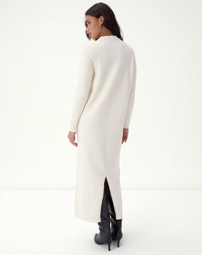 VESTIDO MÍDI TRICOT MANGA LONGA - OFF-WHITE