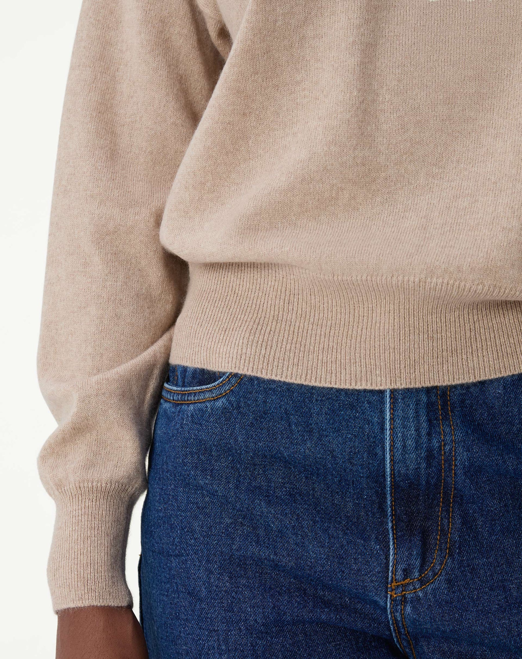 SUÉTER CASHMERE DELUXE GOLA CARECA - CAQUI
