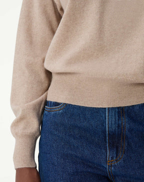 SUÉTER CASHMERE DELUXE GOLA CARECA - CAQUI