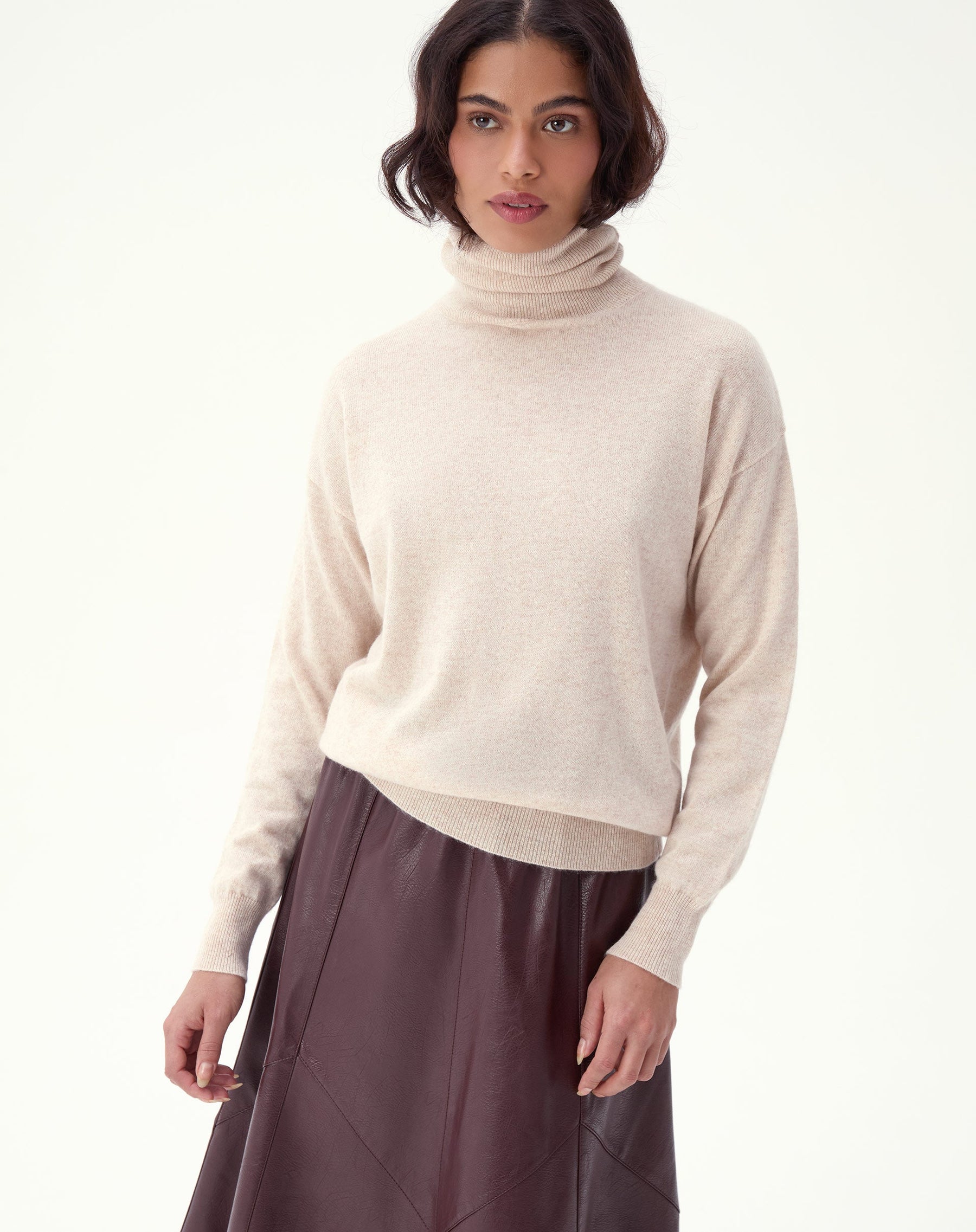 SUÉTER CASHMERE DELUXE GOLA ALTA  - AREIA