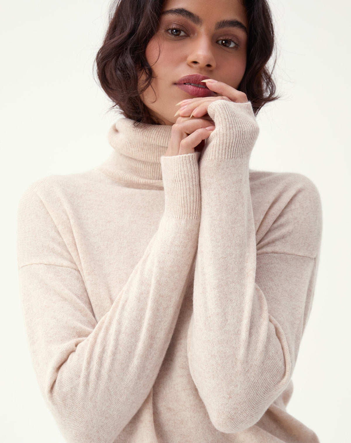 SUÉTER CASHMERE DELUXE GOLA ALTA  - AREIA