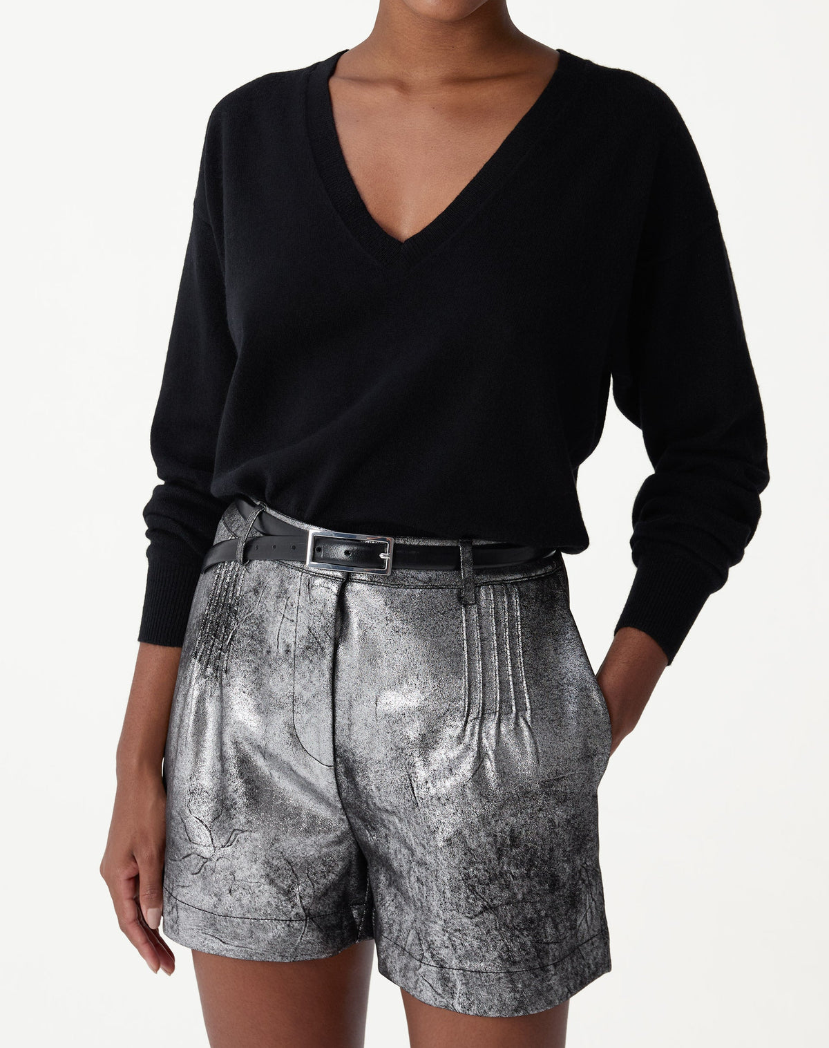 SUÉTER CASHMERE DELUXE GOLA V  - PRETO