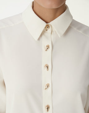 CAMISA ALONGADA COM FENDA - OFF-WHITE