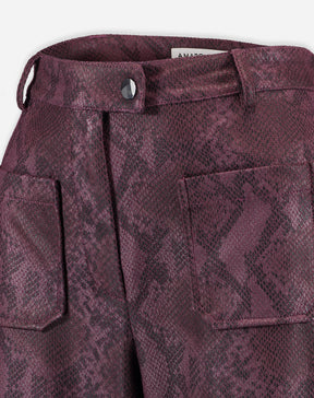 CALÇA RETA COBRA PU - VINHO
