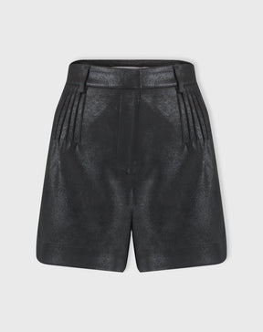 SHORTS COM PREGAS METALIZADO - PRETO