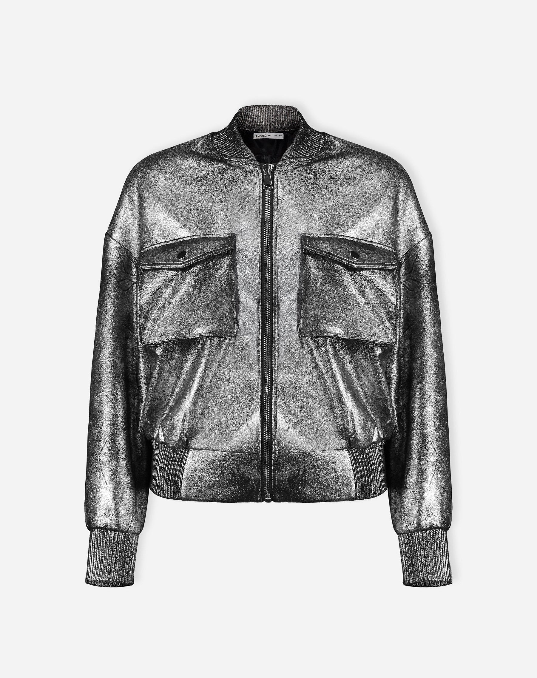 JAQUETA BOMBER METALIZADA - PRATA