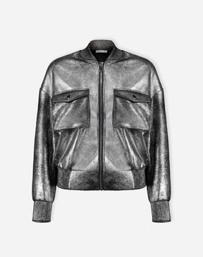 JAQUETA BOMBER METALIZADA - PRATA