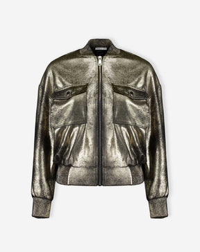 JAQUETA BOMBER METALIZADA - DOURADO