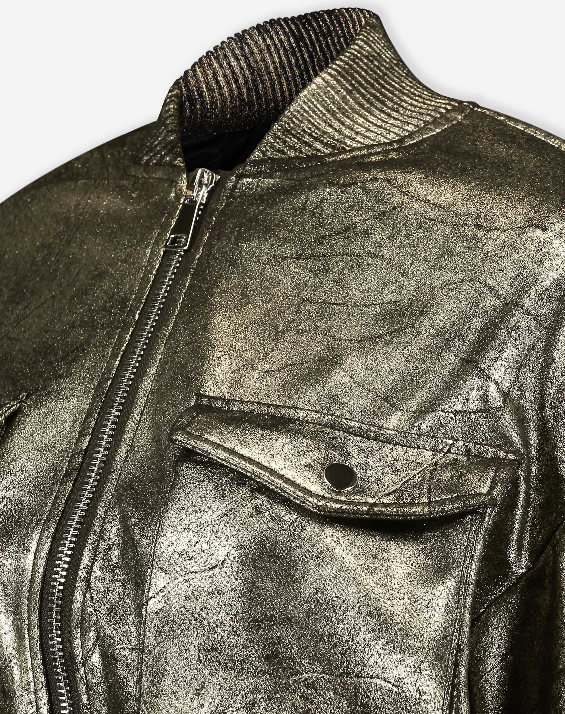 JAQUETA BOMBER METALIZADA - DOURADO
