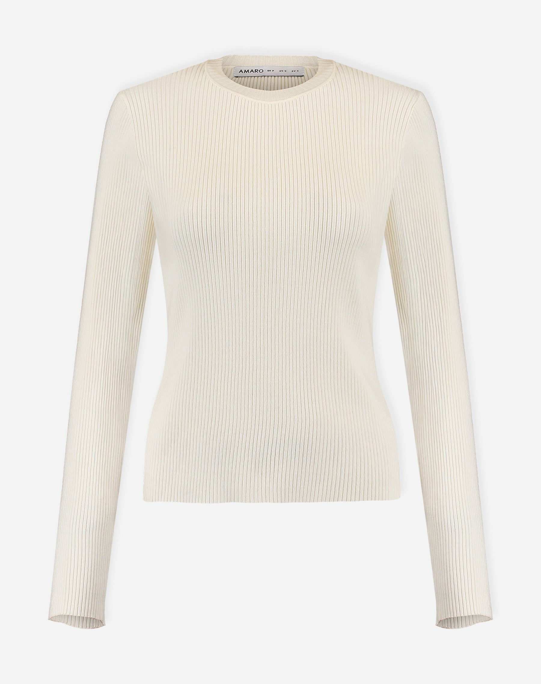 SUÉTER TRICOT GOLA CARECA - OFF-WHITE