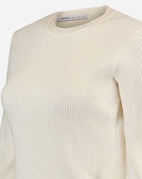 SUÉTER TRICOT GOLA CARECA - OFF-WHITE