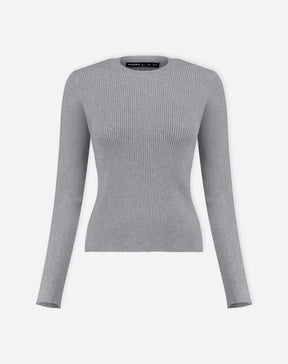 SUÉTER TRICOT GOLA CARECA - CINZA MESCLA