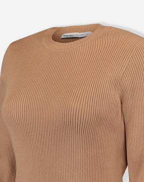 SUÉTER TRICOT GOLA CARECA - BEGE