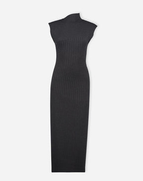 VESTIDO MIDI TRICOT RIB - CINZA MESCLA ESCURO