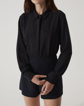 CAMISA MANGA LONGA BARRA ARREDONDADA - PRETO