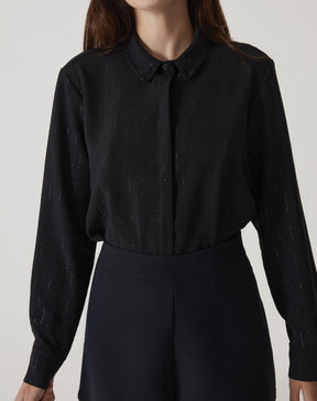 CAMISA MANGA LONGA BARRA ARREDONDADA - PRETO