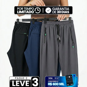 [Leve 3, Pague Só 2!] Calça Capri Viena Feminina em Poliéster e Elastano de Cintura Alta Elegante com Zíperes Esportivos