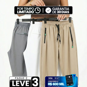 [Leve 3, Pague Só 2!] Calça Capri Viena Feminina em Poliéster e Elastano de Cintura Alta Elegante com Zíperes Esportivos