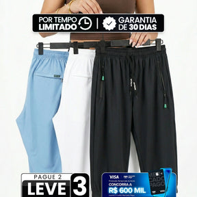 [Leve 3, Pague Só 2!] Calça Capri Viena Feminina em Poliéster e Elastano de Cintura Alta Elegante com Zíperes Esportivos