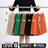 [Leve 6, Pague Só 3!] Short Naira Feminino em Linho Lavado, Algodão Soft de Frescor Absoluto com Cós Elástico Ajustável