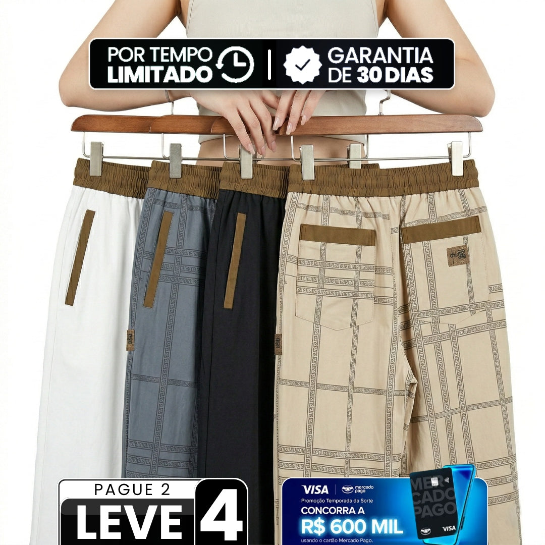 [Leve 4, Pague Só 2!] Calça Capri Maya Feminina em Poliéster e Elastano de Caimento Fluido com Cós Ajustável e Bolsos Contrastantes