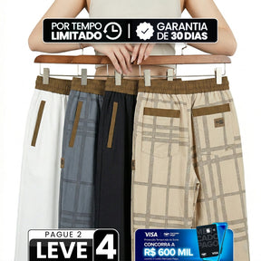 [Leve 4, Pague Só 2!] Calça Capri Maya Feminina em Poliéster e Elastano de Caimento Fluido com Cós Ajustável e Bolsos Contrastantes