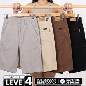 [Leve 4, Pague Só 2!] Bermuda Maira Feminina em Sarja de Algodão Soft e Elastano de Cintura Alta com Modelagem que Valoriza