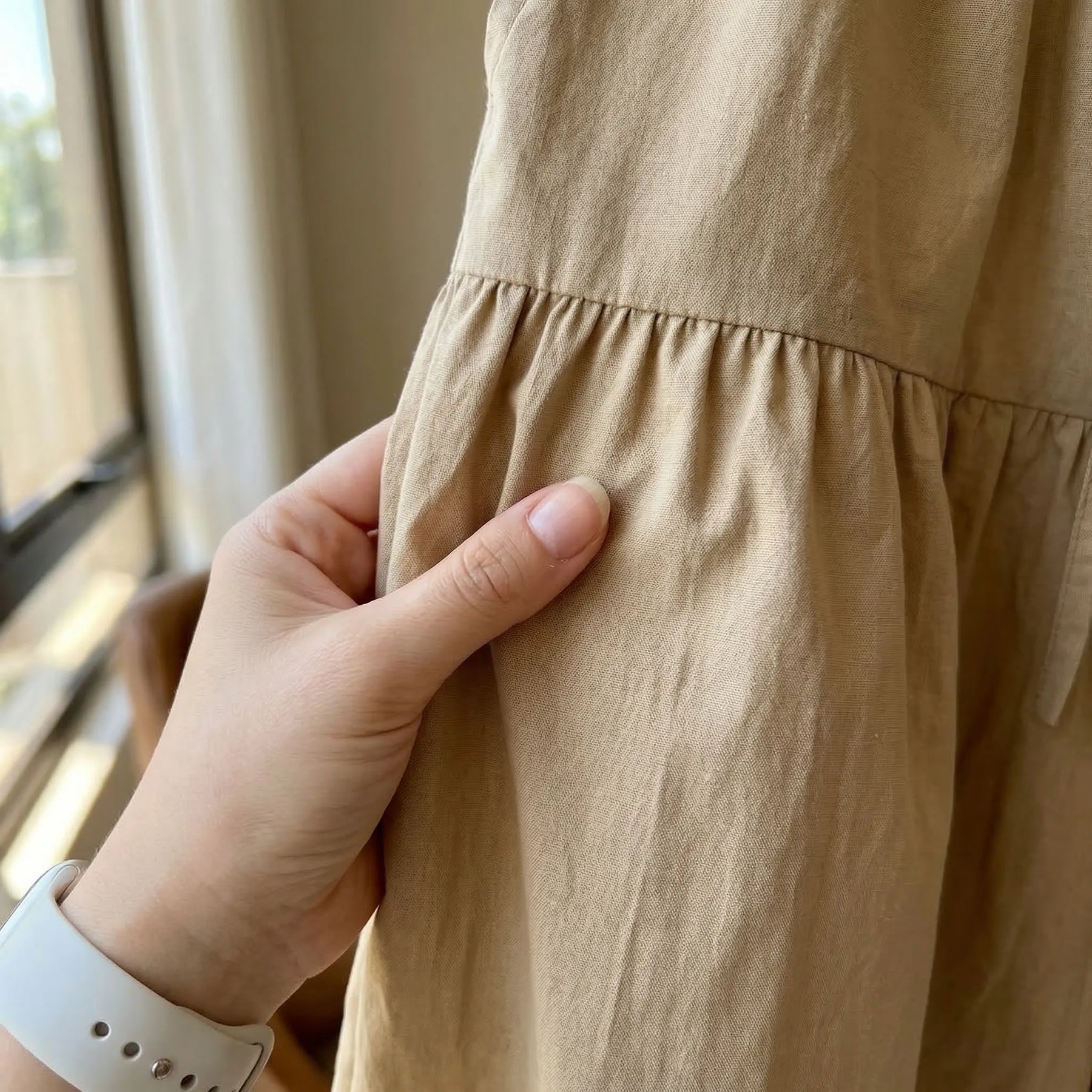 [Leve 3, Pague Só 2!] Shorts Serena Feminino em Aparência de Algodão e Poliéster de Cintura Alta com Design em Camadas e Cordão de Ajuste