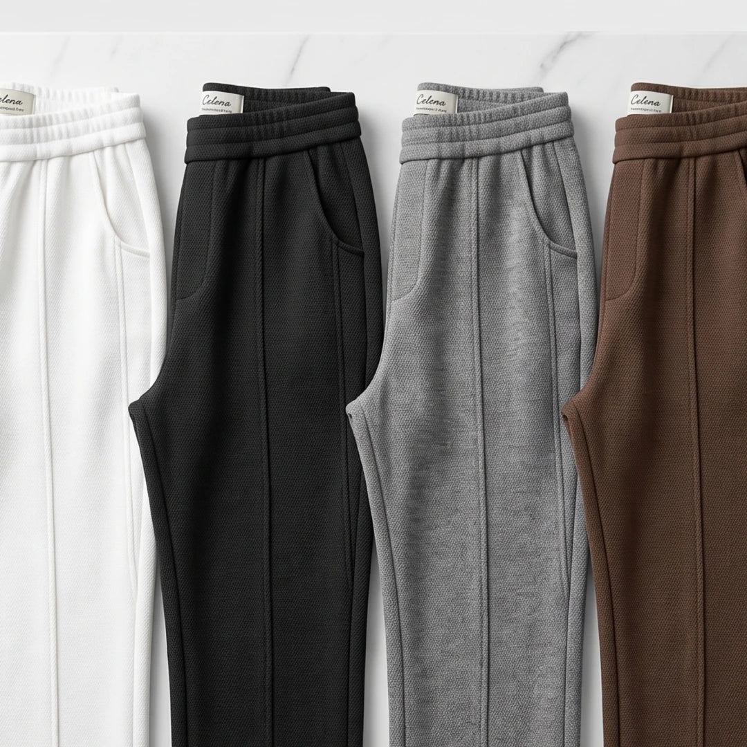 [Pague 2, Leve 4] Calça Celena Feminina em Malha Tecnológica de Algodão, Poliéster e Viscose de Caimento Fluido com Costura Frontal