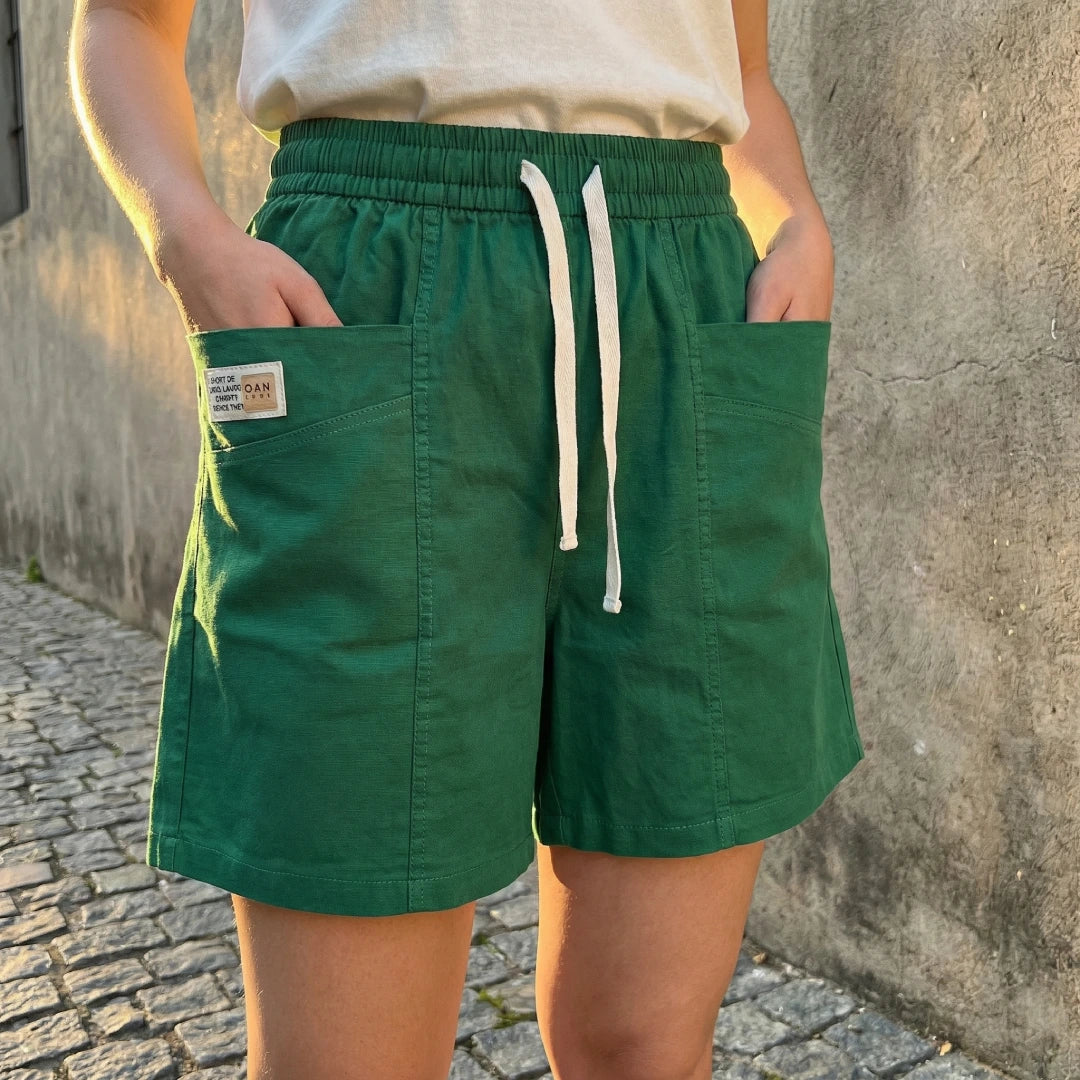 [Leve 6, Pague Só 3!] Short Naira Feminino em Linho Lavado, Algodão Soft de Frescor Absoluto com Cós Elástico Ajustável