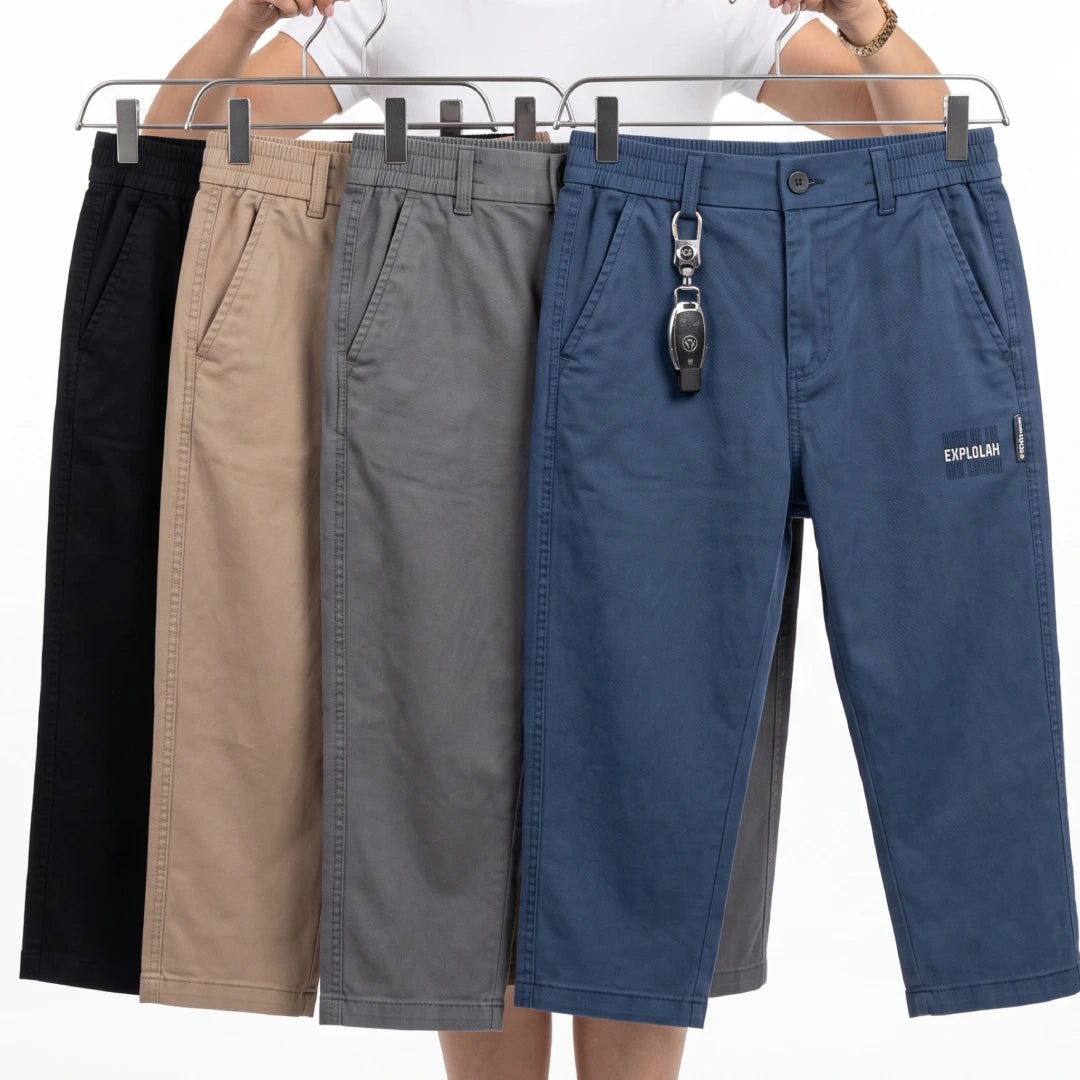 [Compre 2 e Leve 4] Calça Capri Liora Feminina em Sarja de Algodão, Poliéster e Lycra de Cintura Alta com Elástico Anatômico e Bolsos Laterais