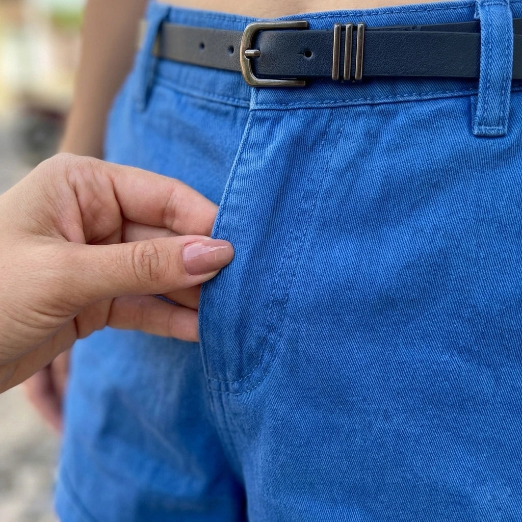 [Leve 6, Pague Só 3] Bermuda Lunara Feminina em Algodão e Poliéster de Cintura Alta com Cinto Fino Ajustável