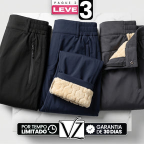 [Pague 2 e Leve 3] Calça Alura Feminina em Poliéster, Pelúcia Térmica e Elastano de Cintura Alta com Forro Acolhedor e Bolsos com Zíper
