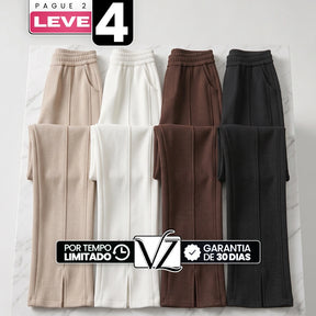 [Pague 2, Leve 4] Calça Celena Feminina em Malha Tecnológica de Algodão, Poliéster e Viscose de Caimento Fluido com Costura Frontal