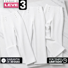 [Compre 2, Leve 3] Calça Maya Feminina em Poliéster, Viscose e Elastano de Cintura Alta Térmica com Forro Peluciado e Fivela Decorativa