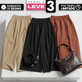 [Compre 2 e Leve 3] Saia-Calça Elori Feminina em Poliéster, Viscose e Elastano Pantacourt de Cintura Alta com Sobreposição Frontal e Cós Elástico + BRINDES