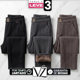 [Leve 3, Pague Só 2!] Calça Vellura Feminina em Trama Estilo Tweed e Forro de Pelúcia de Cintura Alta com Pingente Metálico de Coração