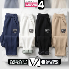 [Pague 2, Leve 4] Calça Love Feminina em Malha Texturizada e Forro Peluciado de Cintura Alta com Costura Frontal Alongadora e Bolsos Funcionais